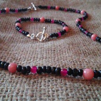 Pink summer Necklace and bracelet set