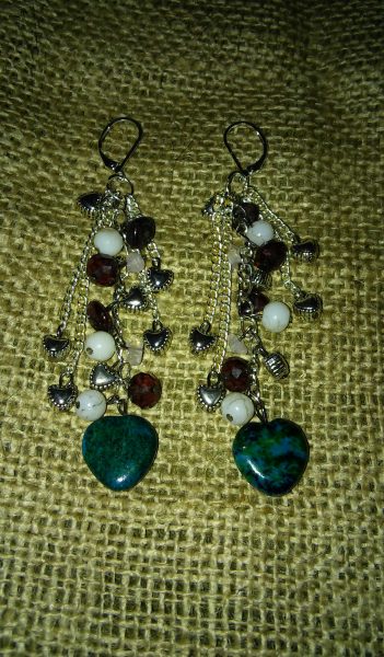 Long gemstone charm earrings