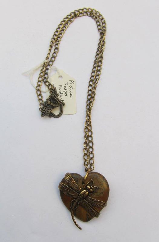 Heart pendant with dragonfly necklace