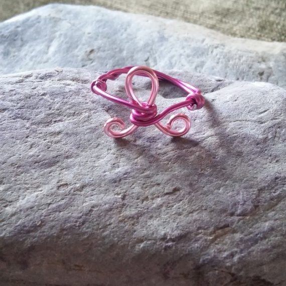 Pink awareness ribbon ring