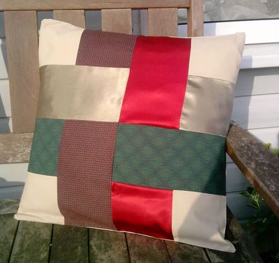 Celtic Weave recycled fabric patchwork cushion cover