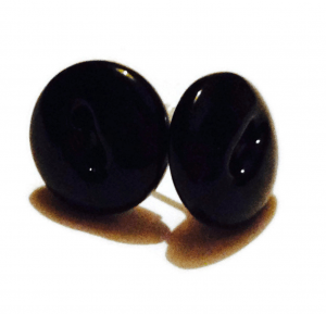 Black vintage silver plated stud button earrings
