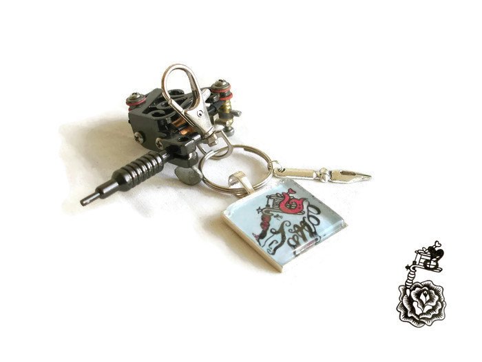 Red Tattoo Machine Art Cameo Key Ring, Female Tattoo Artist Gift -  Conscious Crafties
