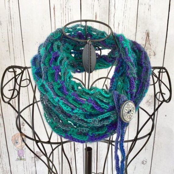 Hand Crocheted Artfully Simple Infinity Scarf