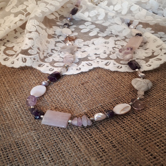 Beautiful pink and purple gemstone necklace - Conscious Crafties