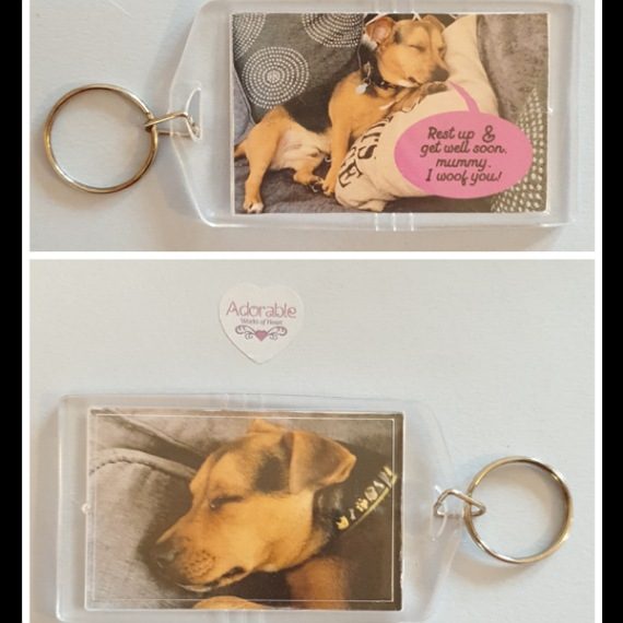 Personalised pet lover keyring with custom speech bubble message