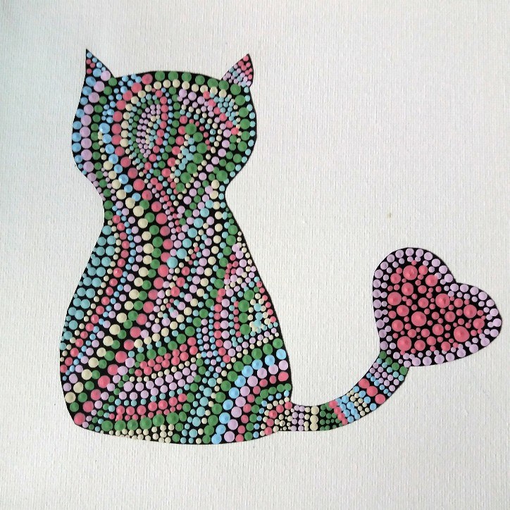Cat dot art painting picture gift. - Conscious Crafties