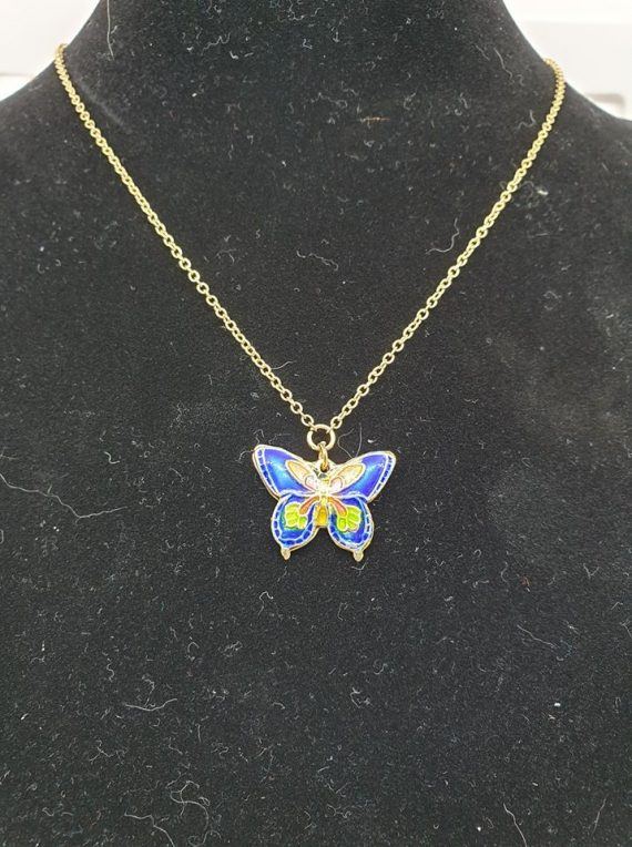 Butterfly enamel pendant necklace - birthday, mothers day, jewellery ...