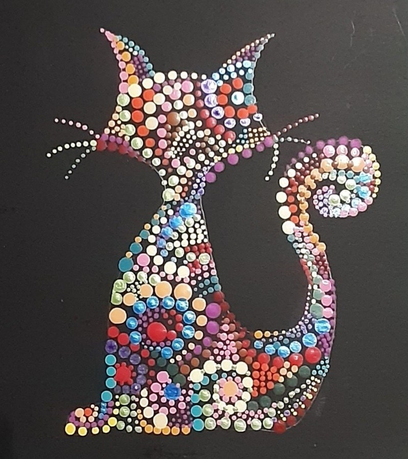 Cat dot art painting picture gift. - Conscious Crafties